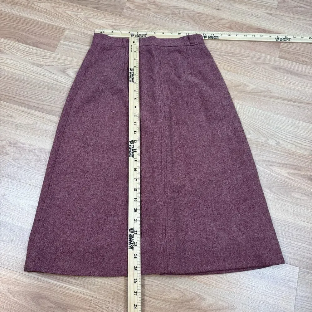 Women’s Vintage Skirt Size 10 Burgundy Wool Blend Christmas Holiday Classic Midi